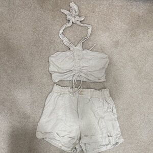 Light tan Halter Top and Shorts Set